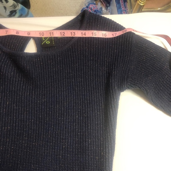 Navy Blue Metallic Sweater Dress - Size M - Picture 5 of 8